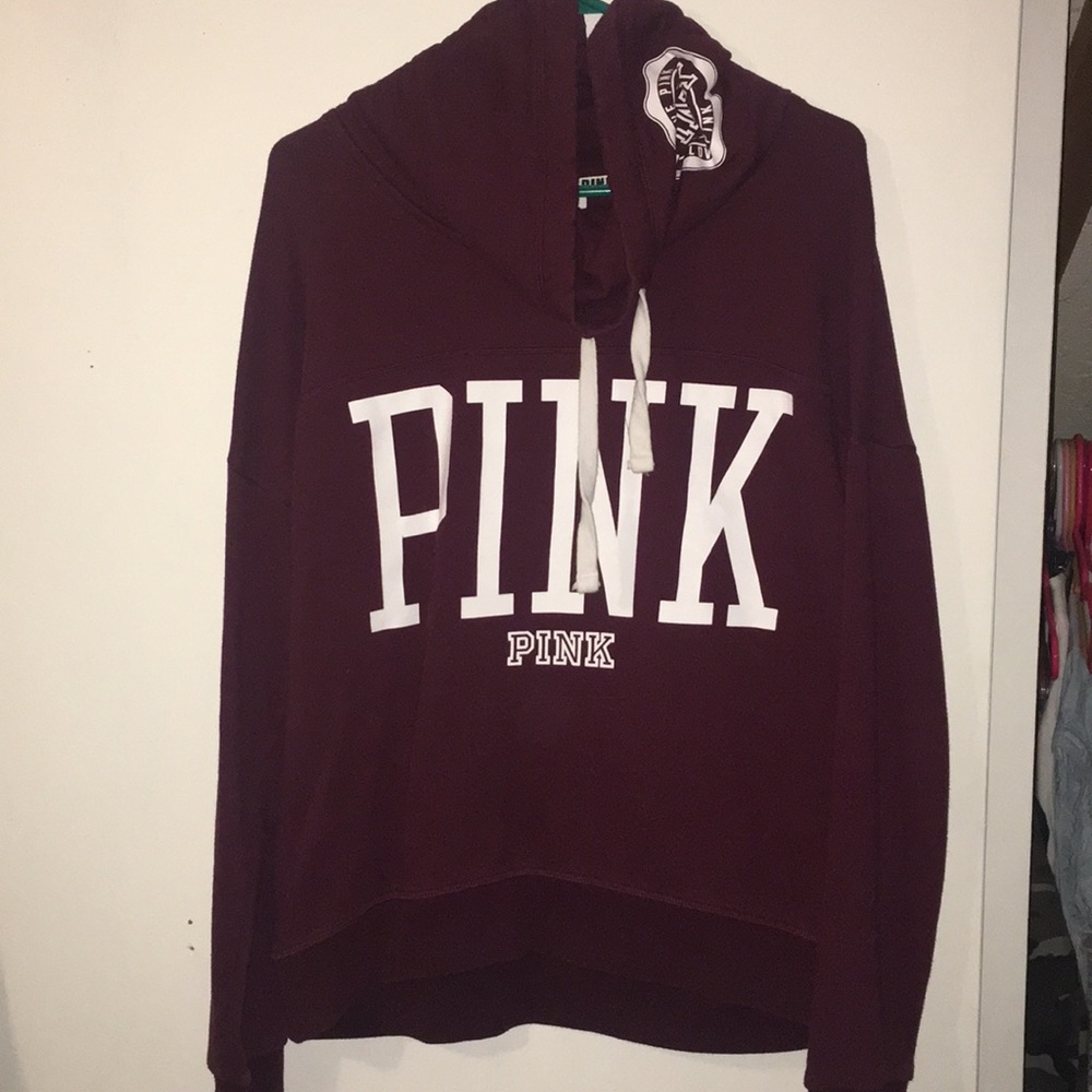 PINK cowl neck pullover sweatshirt